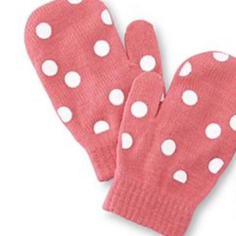 Girls Stretch Dots Knit Mittens